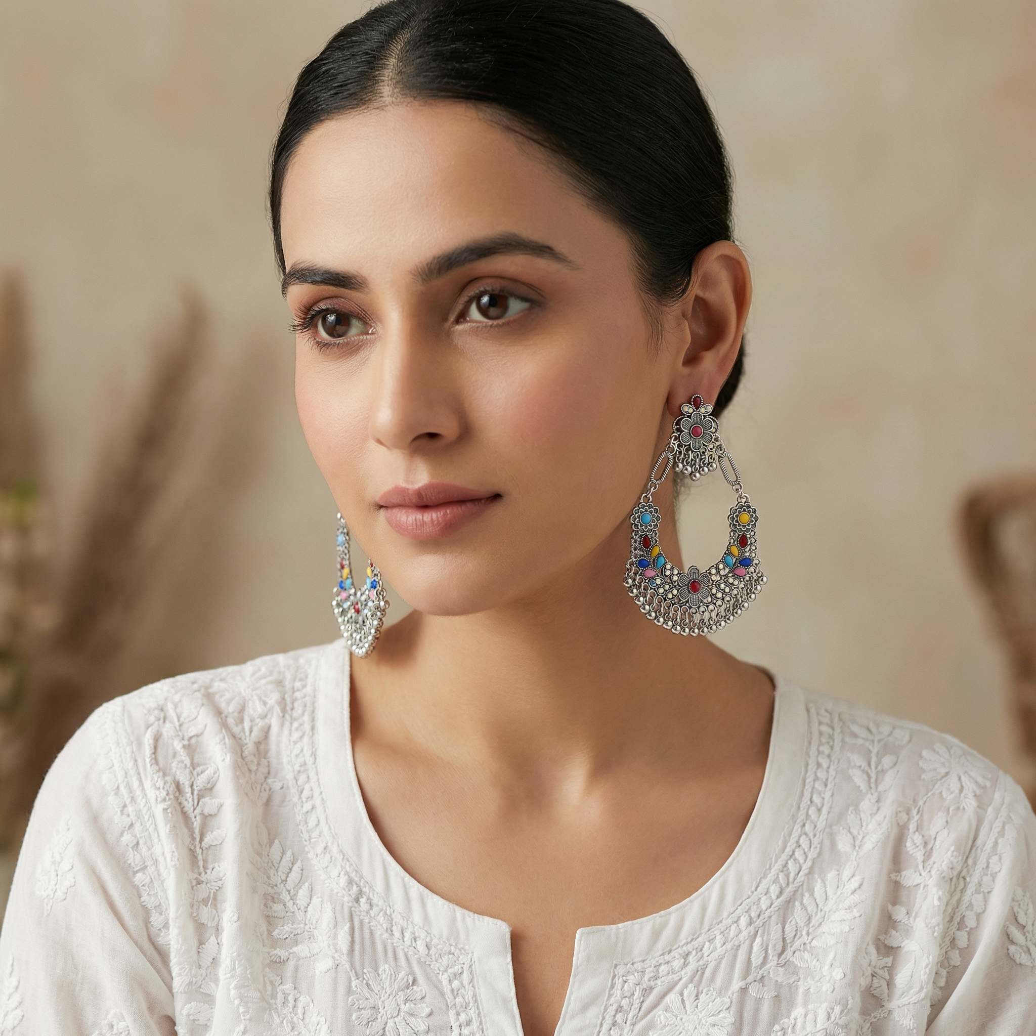 Vyusti Oxidised Earrings