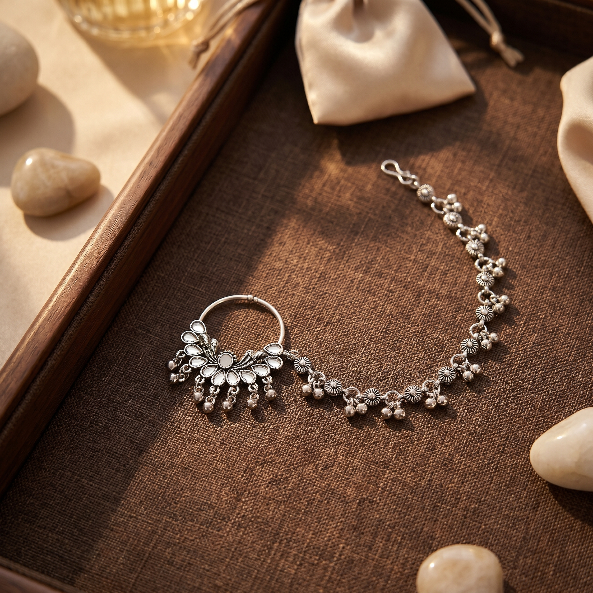 Dhvija Oxidised NoseRing