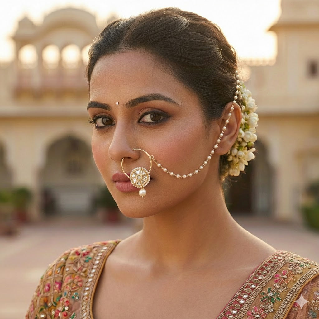 Palakshi - White Nose Rings