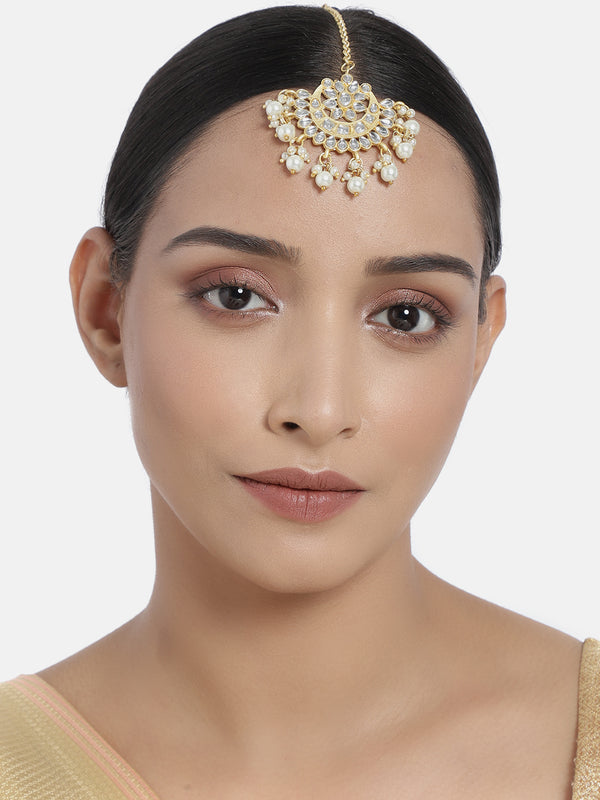 Kundan Studded , Pearls , Maang Tikka 