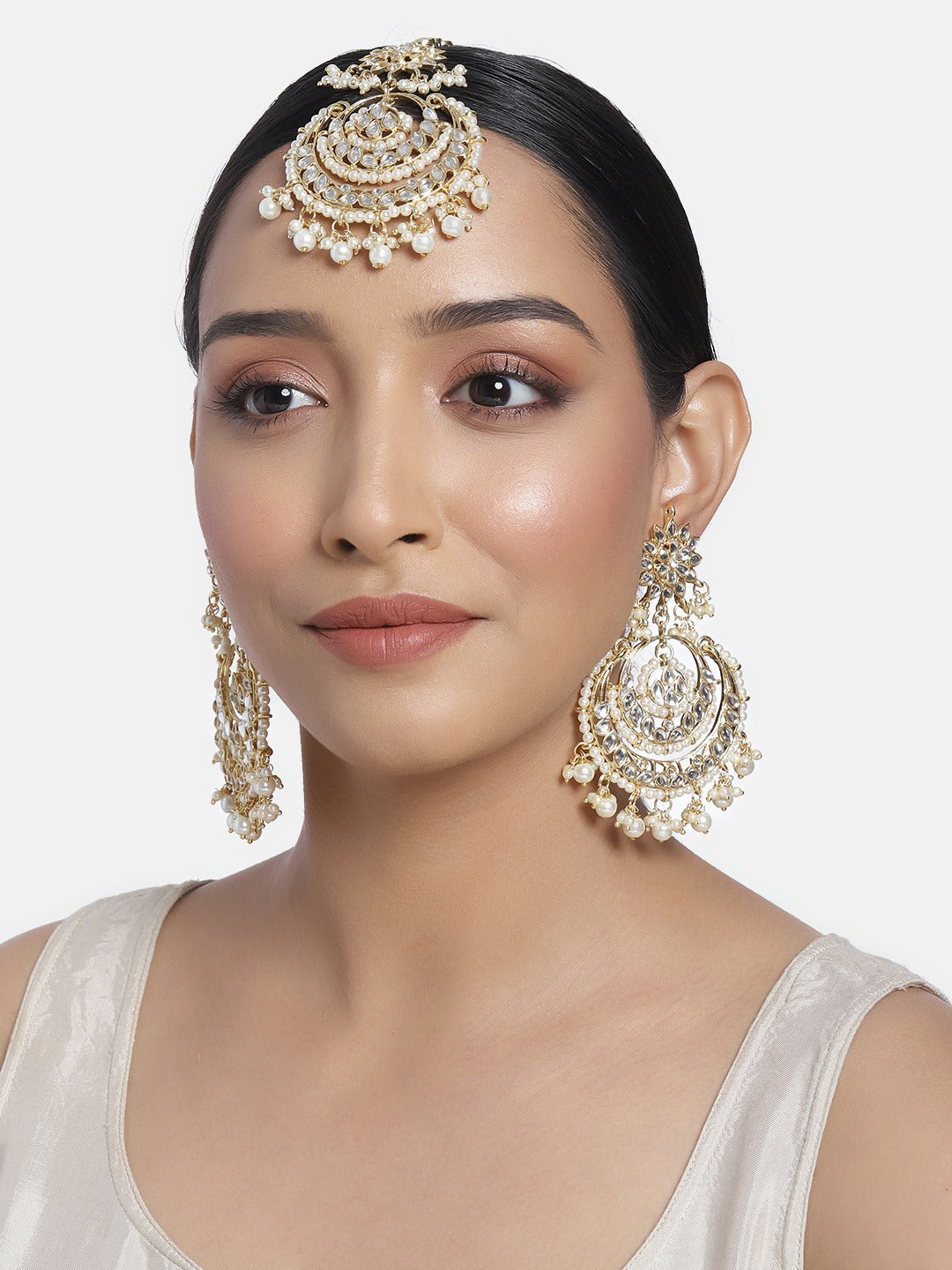 kundan , pearls , chandbali 