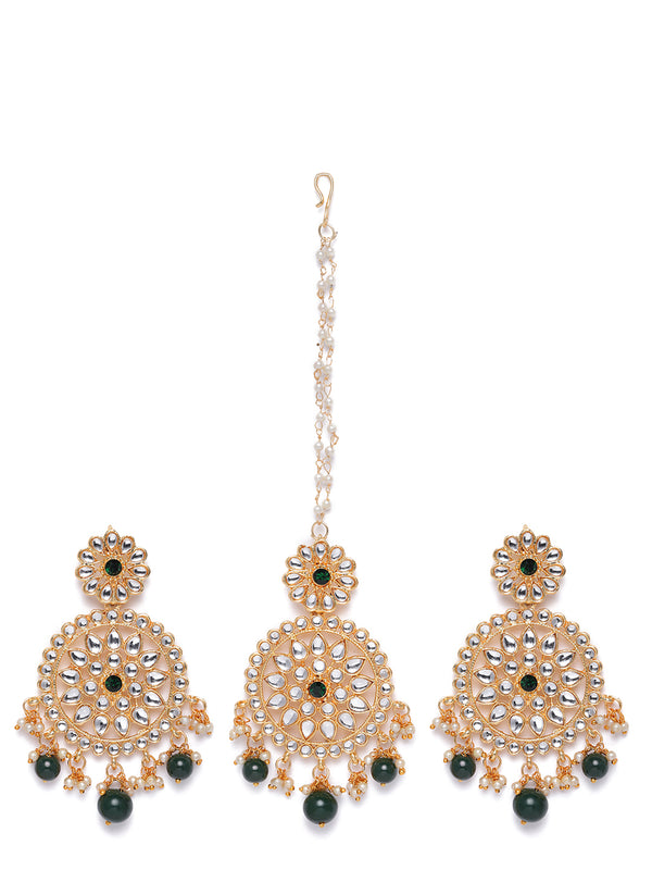 Jisha Green Maangtikka earring set