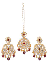 Jisha Maroon Maangtikka earring set