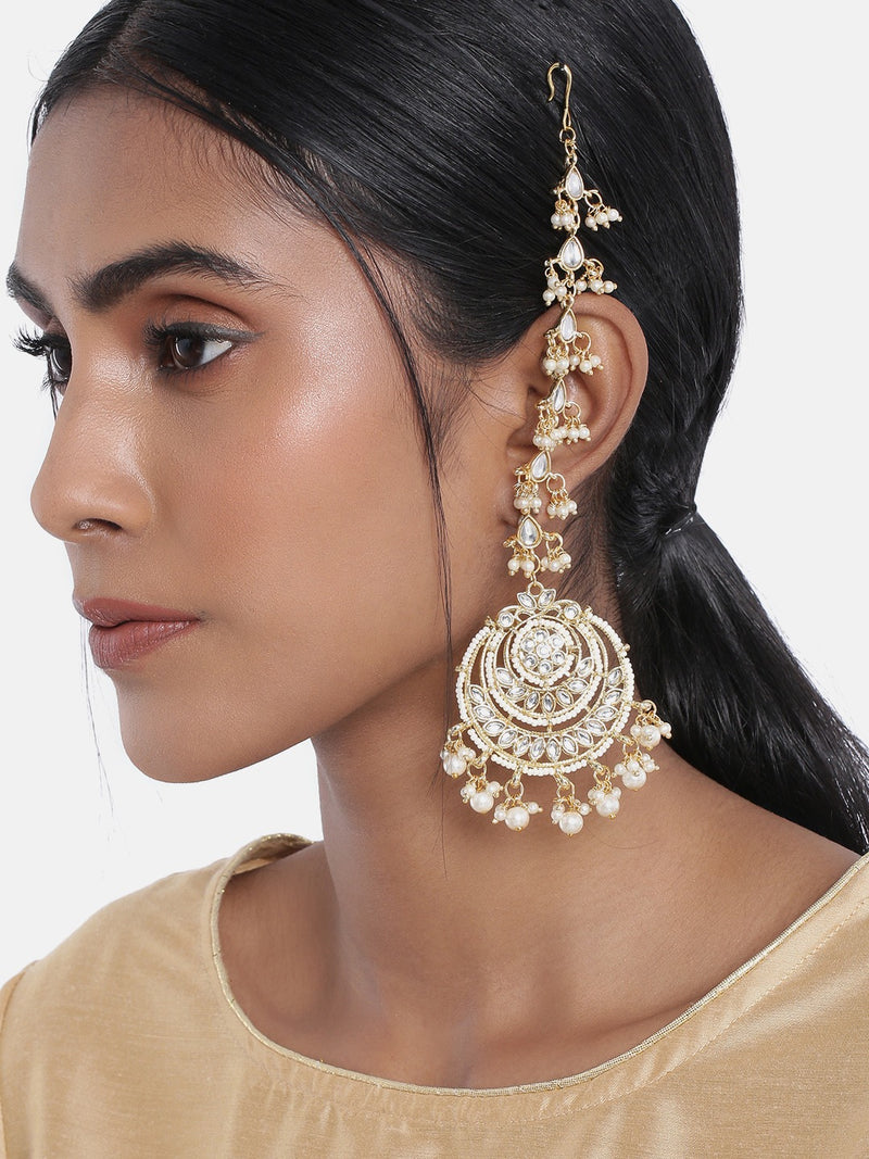 kundan, pearls earring