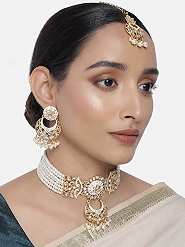 meenakari ,kundan , pearls  stones choker set 