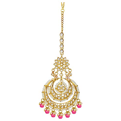 kundan studed , pearls , maangtikka