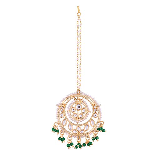 kundan studed , pearls , maangtikka
