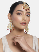 Jisha Maroon Maangtikka earring set