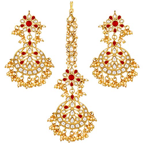 Kamya Maroon Maangtikka earring set