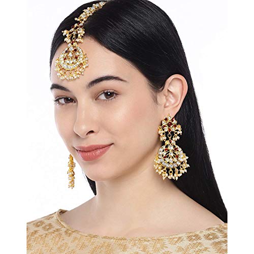 Kamya Maroon Maangtikka earring set