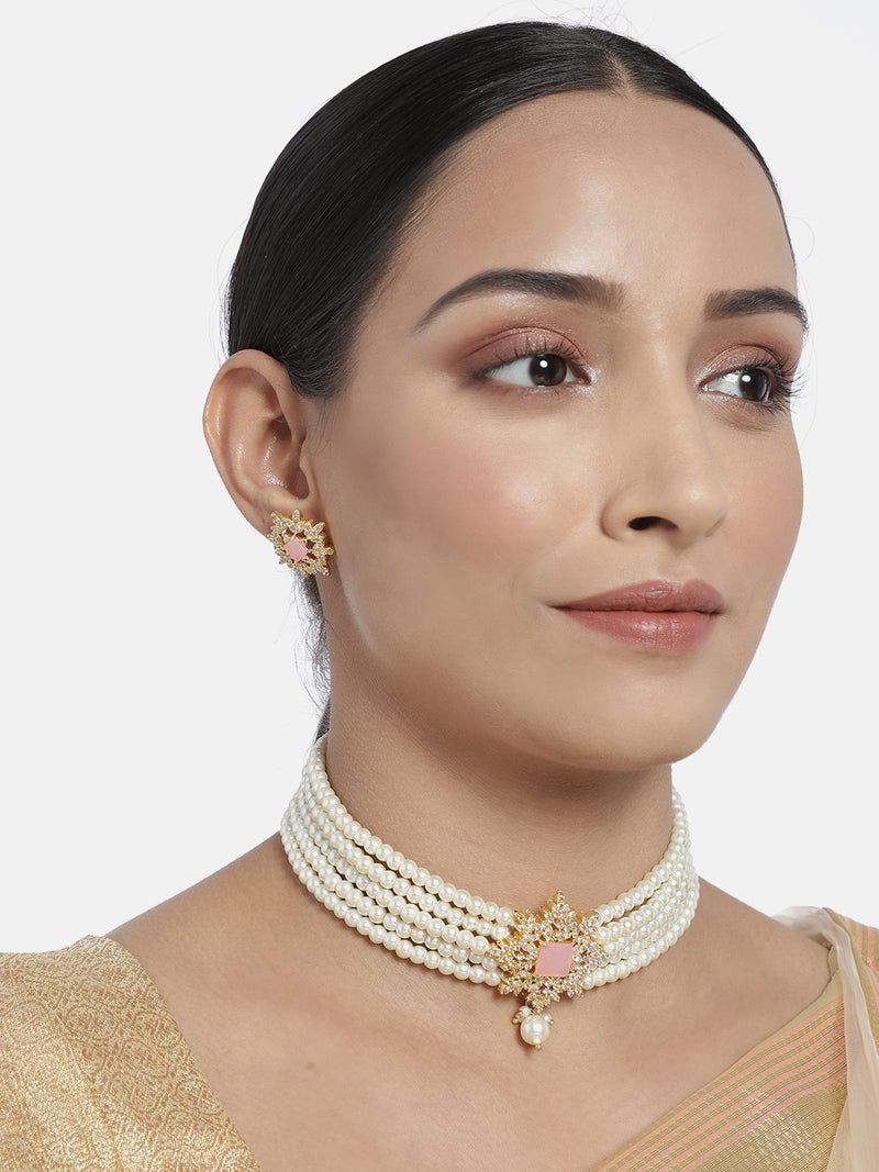  kundan , pearls , stones ,choker set 