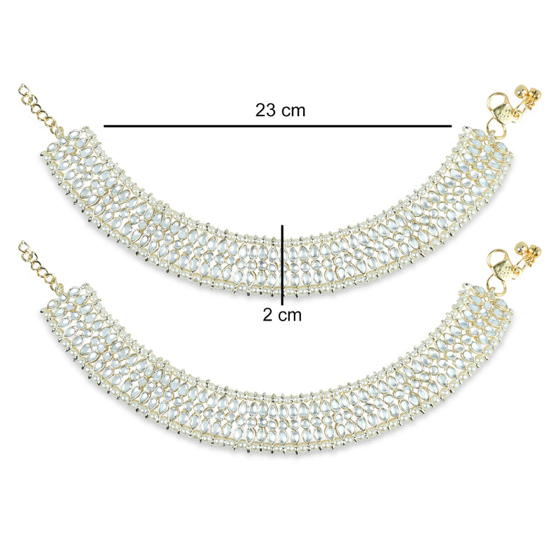 Nihira White Anklets