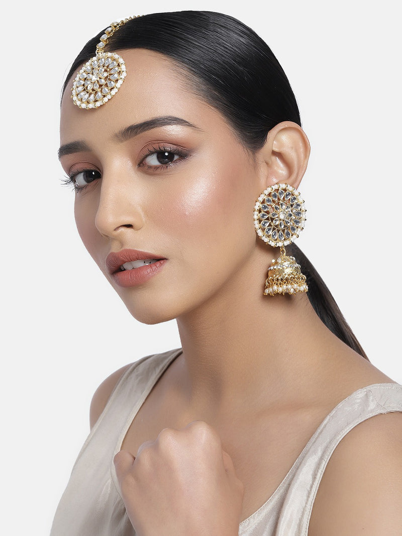 kundan , pearls , jhumka