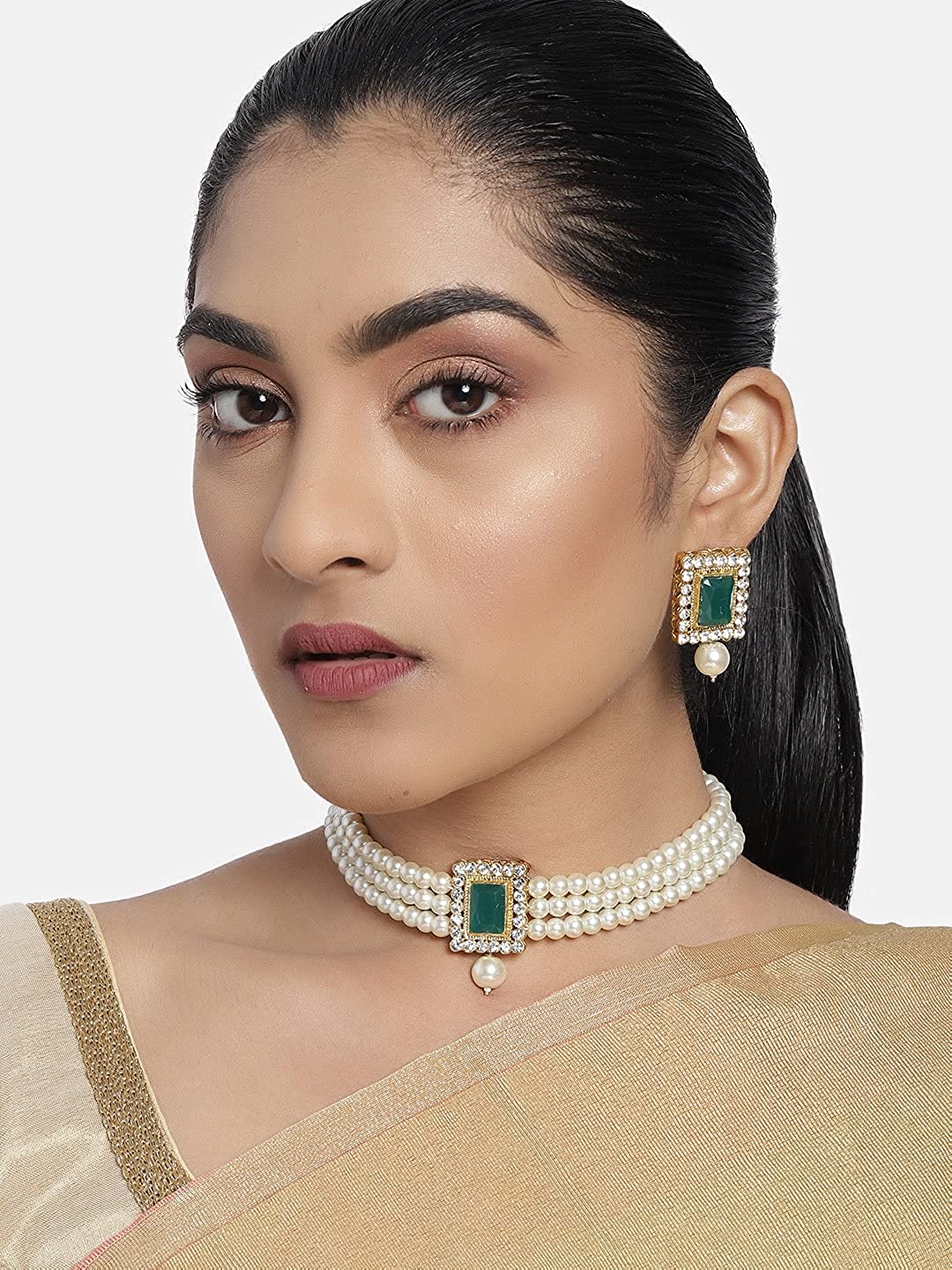 kundan , pearls , stones ,choker set 