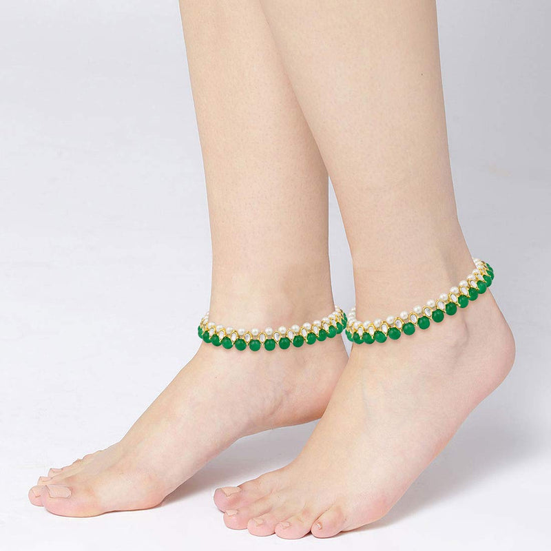 kundan , pearls anklet 