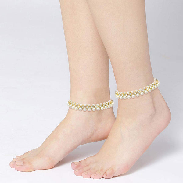 kundan , pearls anklet 