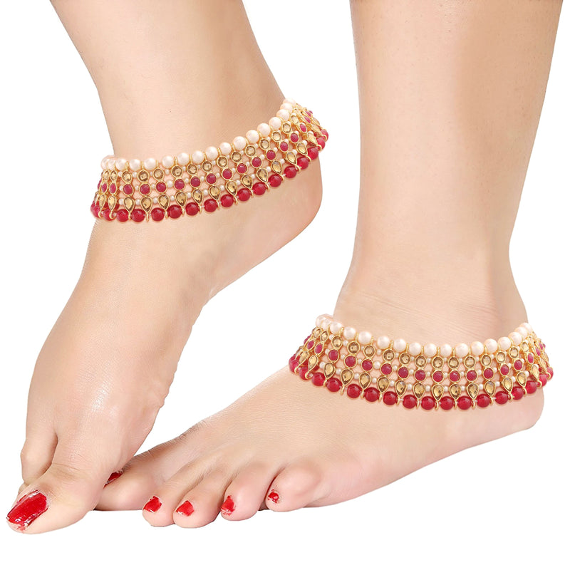 kundan , moti ,pearls ,ghungroo ,traditional anklet ,