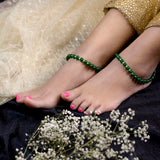 Madhura Pearl Green Anklets