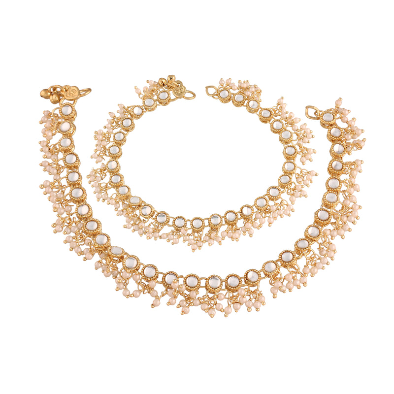 Gold Plated ,kundan ,pearls ,Traditional, Ghungroo Anklet,Payal