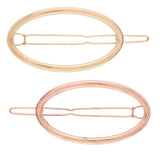Women Set of 2 Oval Shaped Hair Pins (Rosegold and Gold)