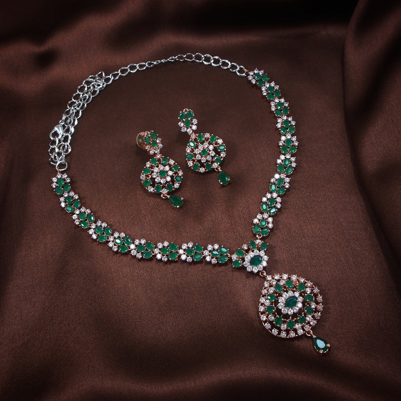 Gia Rose Gold Green Jewellery Set