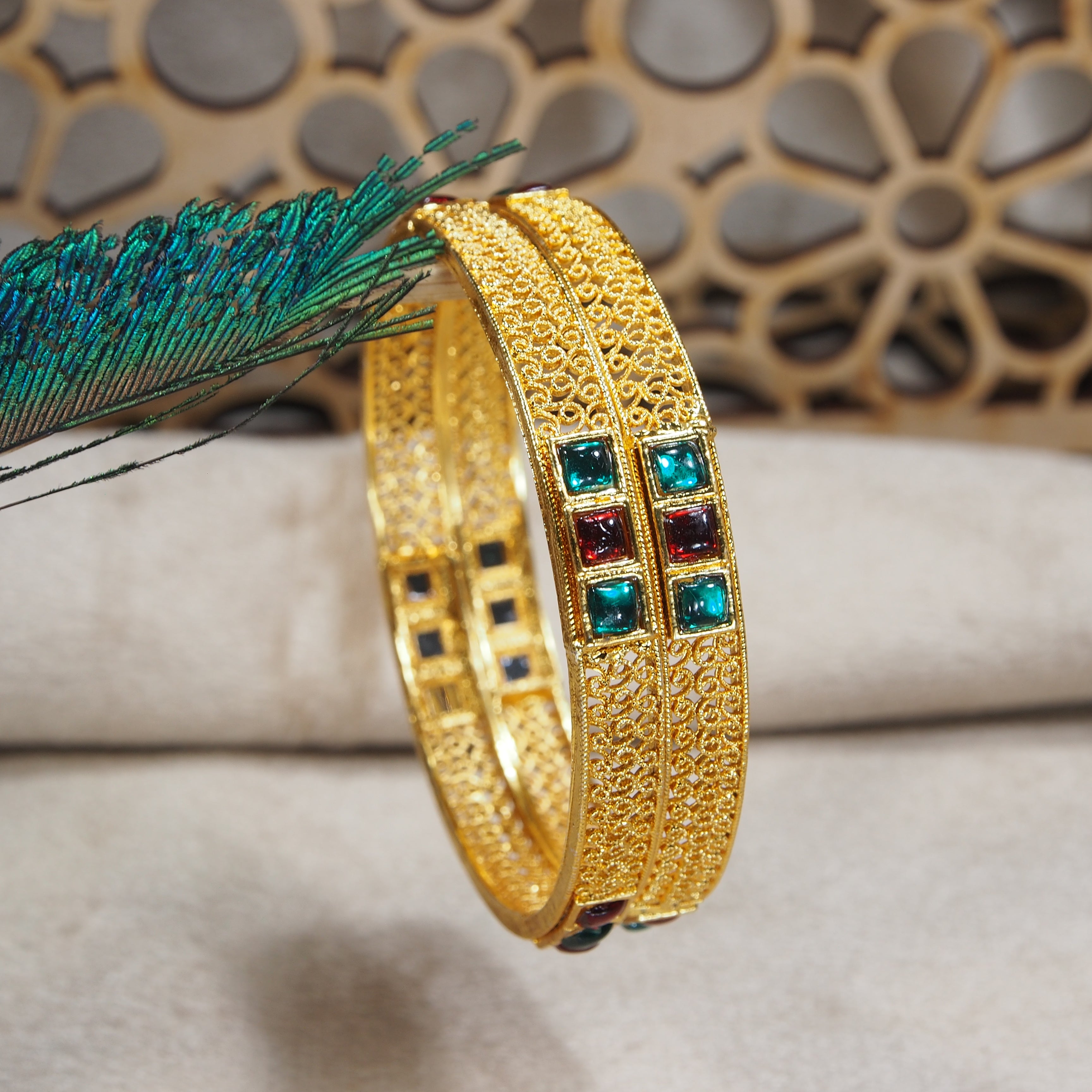 traditional stone studed bangles