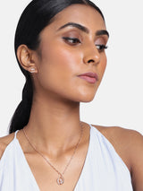 rose gold chain pendent , american daimond ,drop earring 