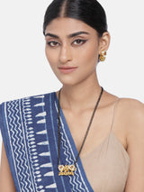  Traditional Pearl Beads Studded Pendant with Black Bead Chain Mangalsutra With Earrings