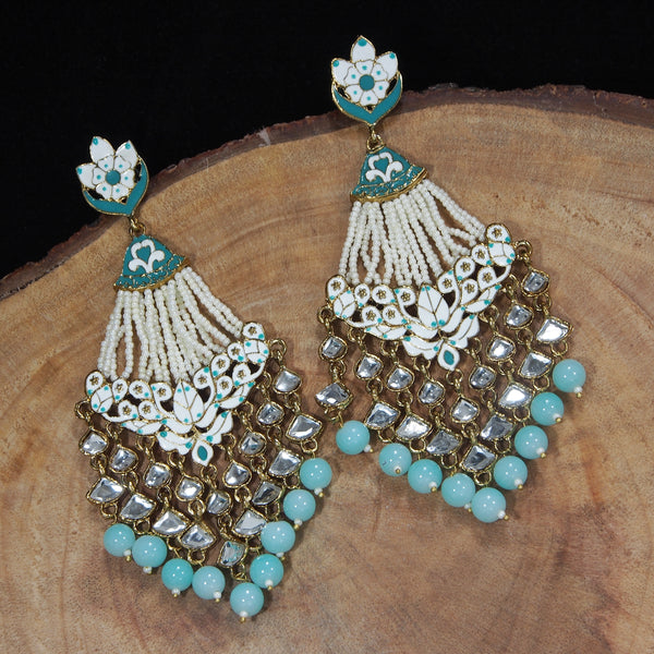 kundan , pearls , meenakari earring 