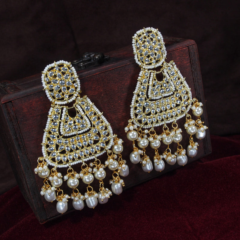 kundan , pearl earrings