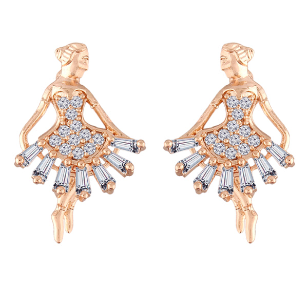 Rose Gold & CZ Ballet Dancing Earrings