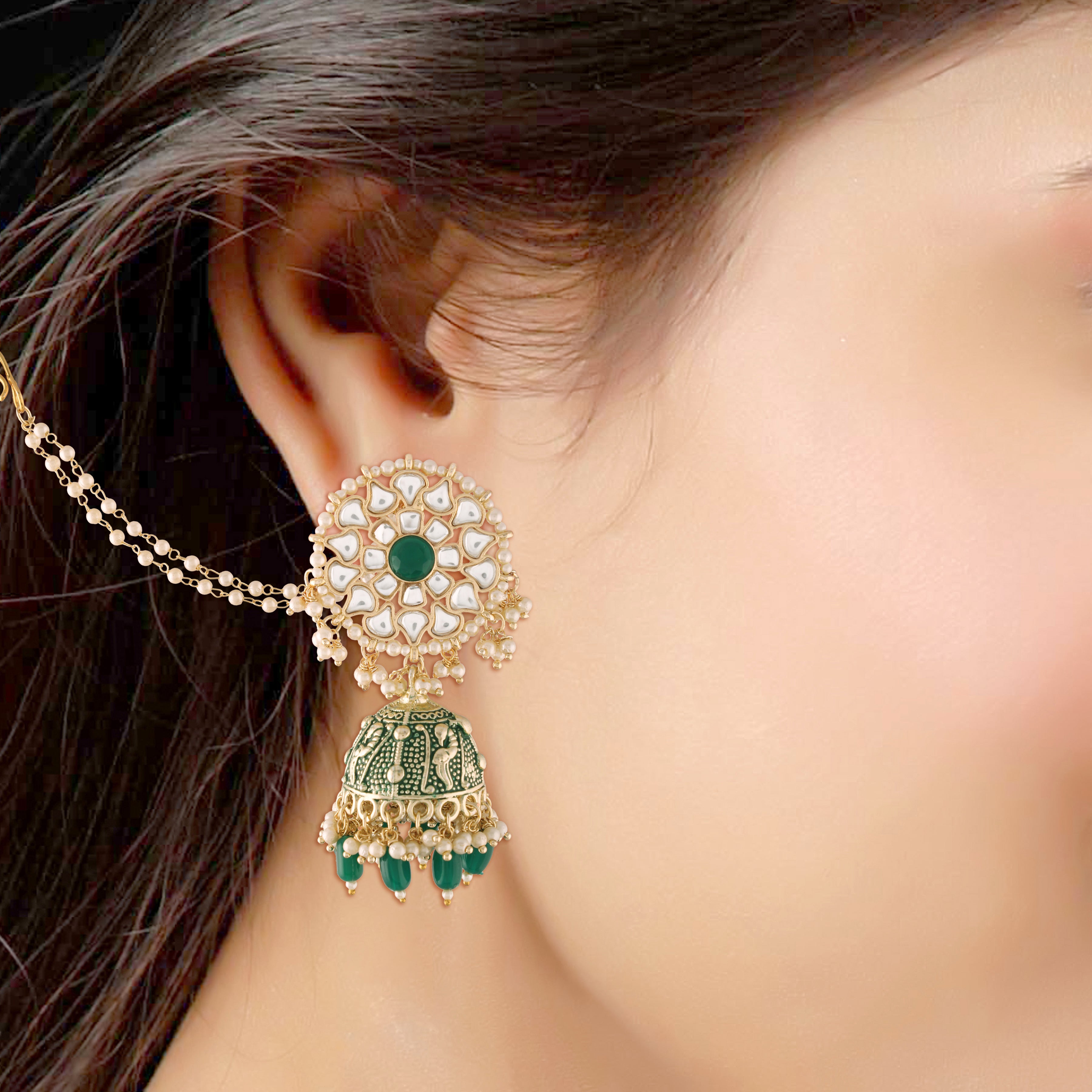 Zaara Green Earrings
