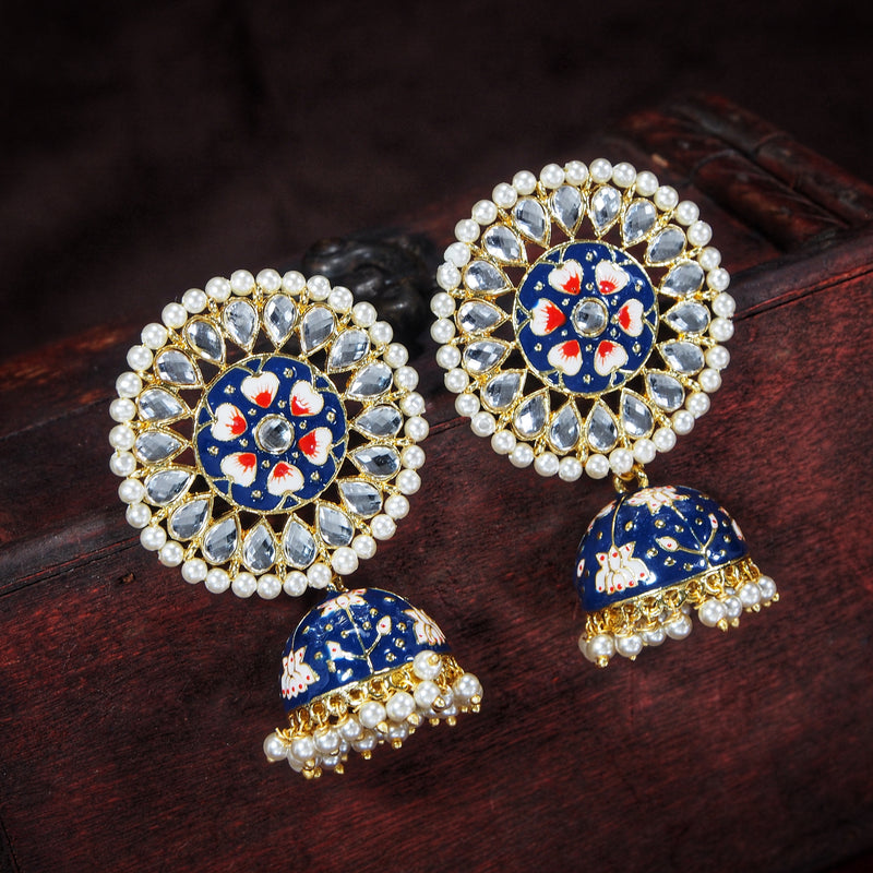 meenakari,kundan,pearl earring 