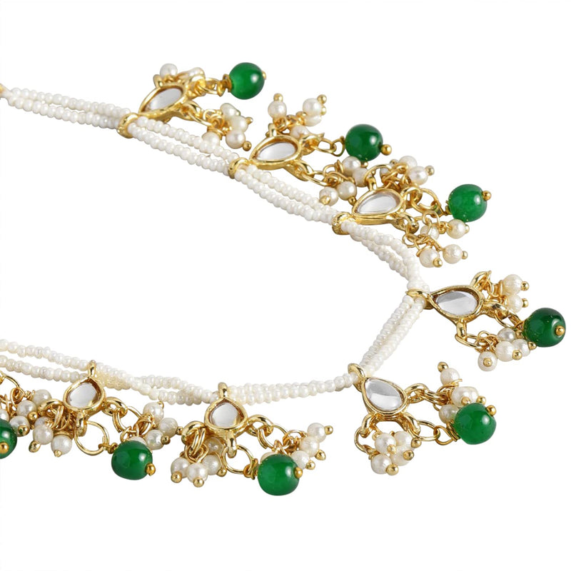 Prakruti Green Pearl Hair Chain