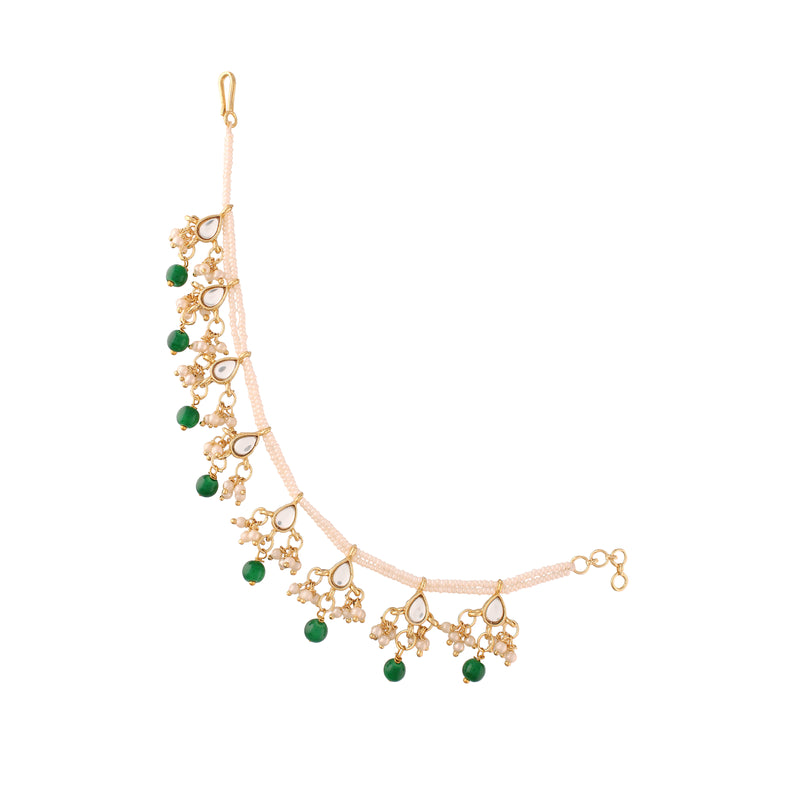 Prakruti Green Pearl Hair Chain