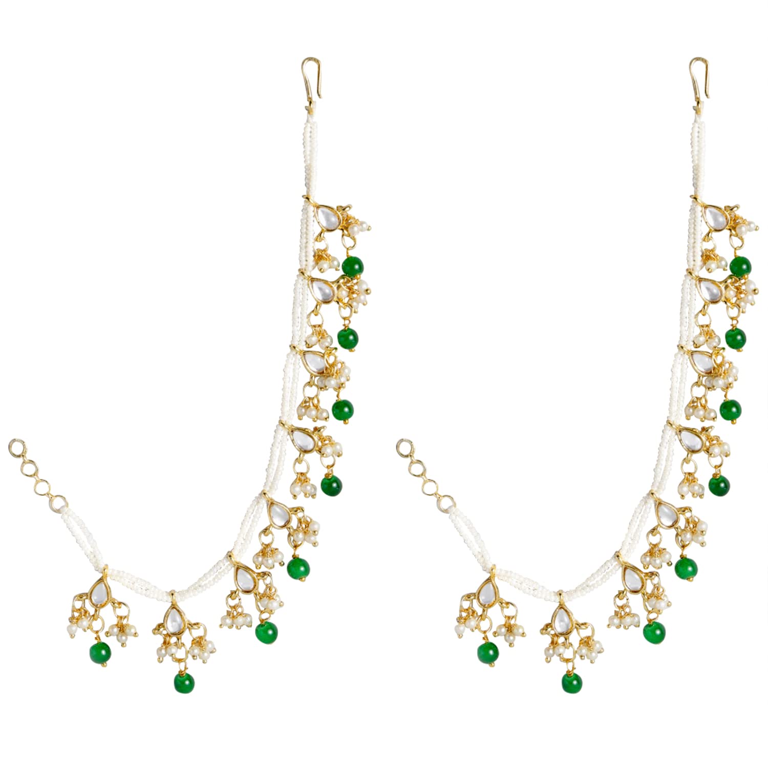 Prakruti Green Pearl Hair Chain