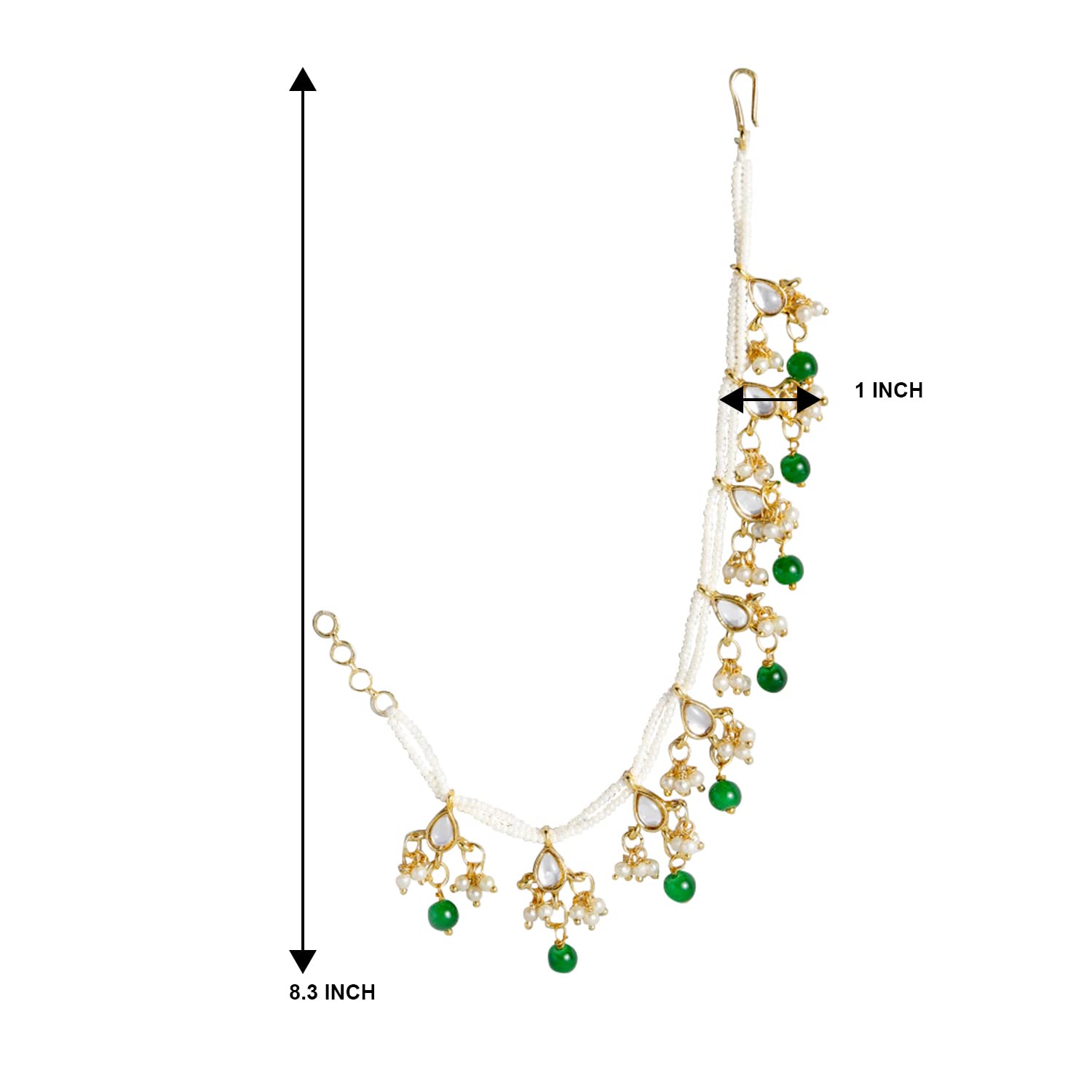 Prakruti Green Pearl Hair Chain