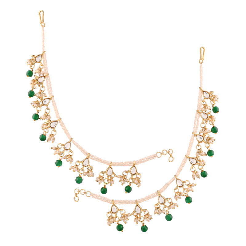 hair chain , kundan , pearls 