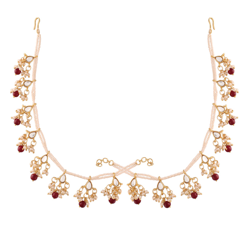 hair chain , kundan , pearls 
