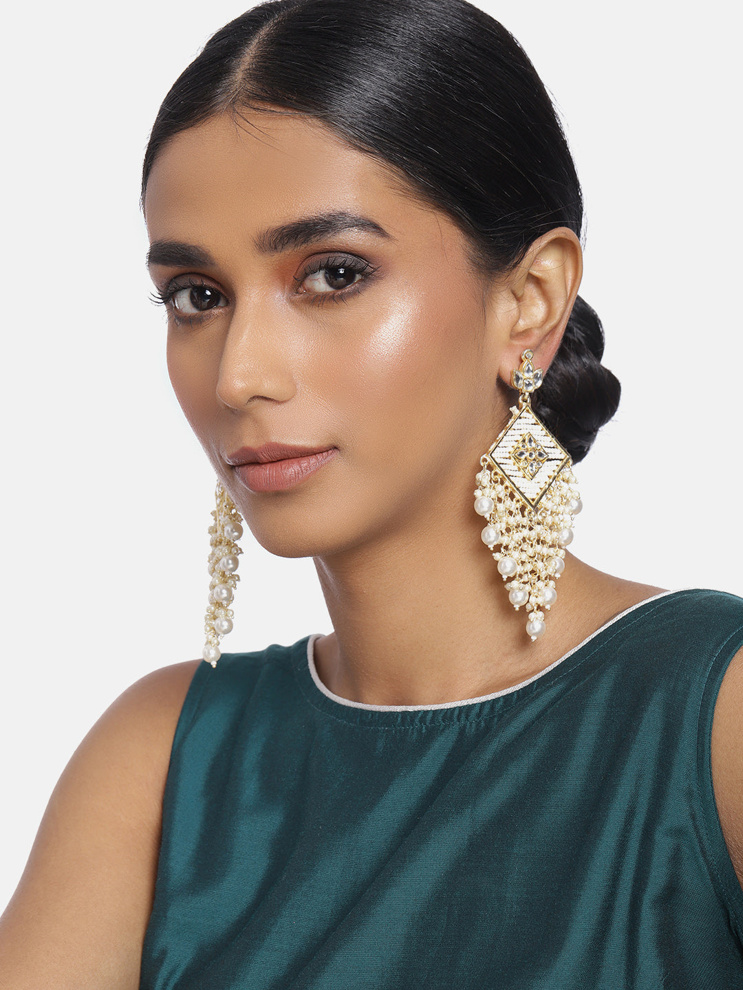 meenakari , kundan , pearls earring 