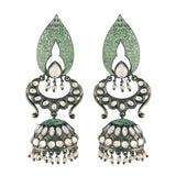 silver oxidised ,kundan, pearls meenakari  earring