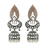 silver oxidised ,kundan, pearls meenakari  earring