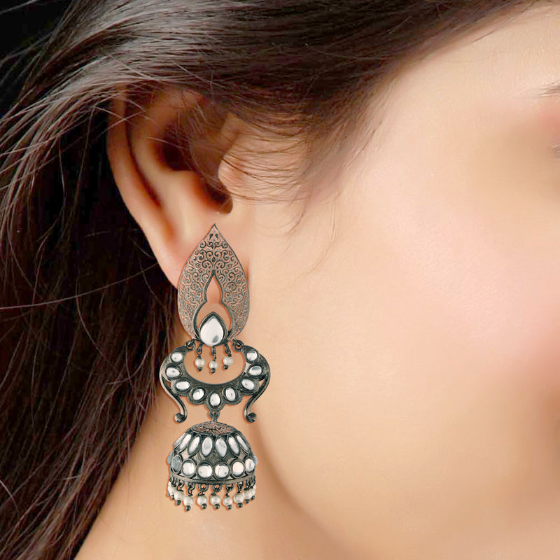 Bollwood Peacock Earrings/big Jhumka Earrings/oxidized Silver Plated  Earrings/ethnic Earrings/partywear Earrings/handmade Big Earrings - Etsy