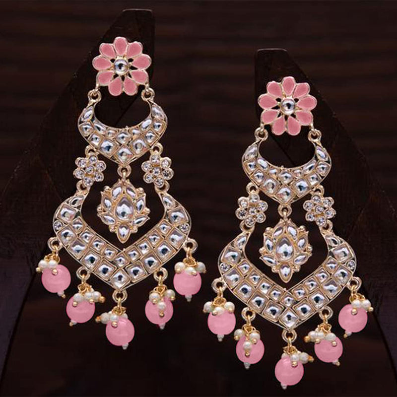 Light Pink Heavy Jadau Jhumka Earrings for Punjabi Suit by FashionCrab® -  FashionCrab.us