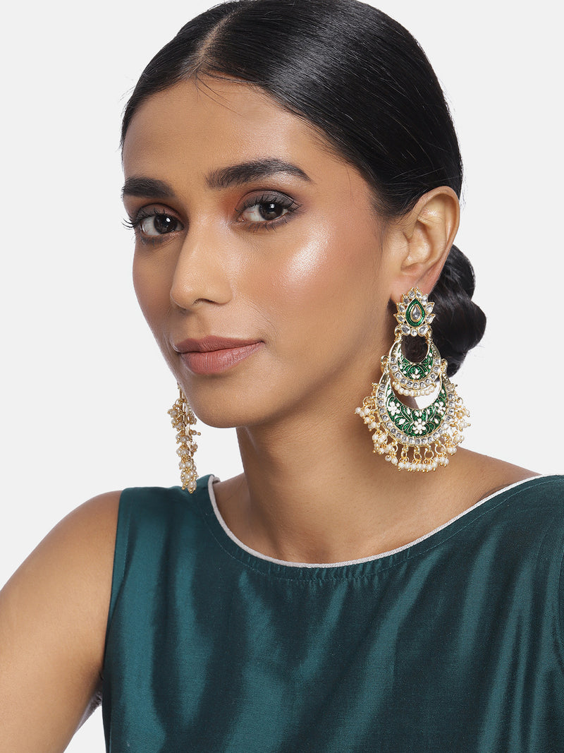 meenakari , kundan , pearls earrings