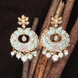 meenakari ,  polki kundan , pearls , stones earring 