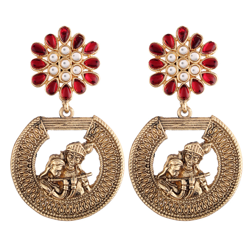 Radhe Krishna Floral Earrings
