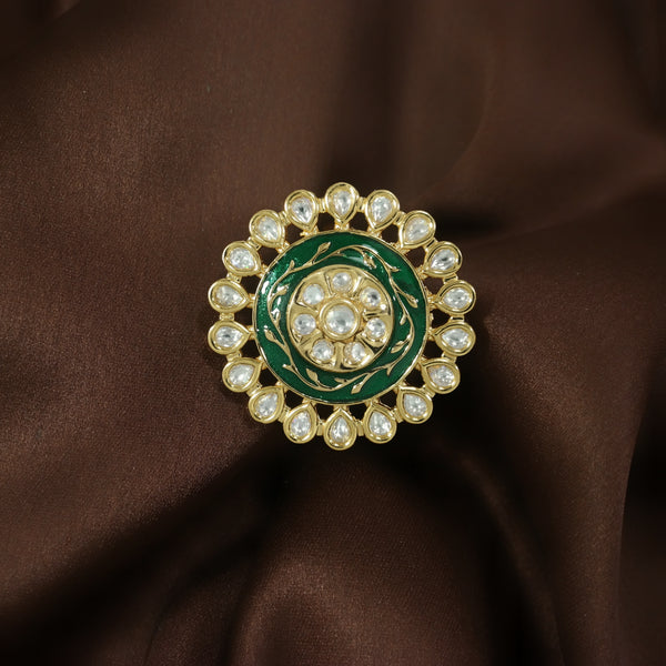 Festive Kundan Gold Polish Silver Ring – aham jewellery | handcrafted  silver jewellery