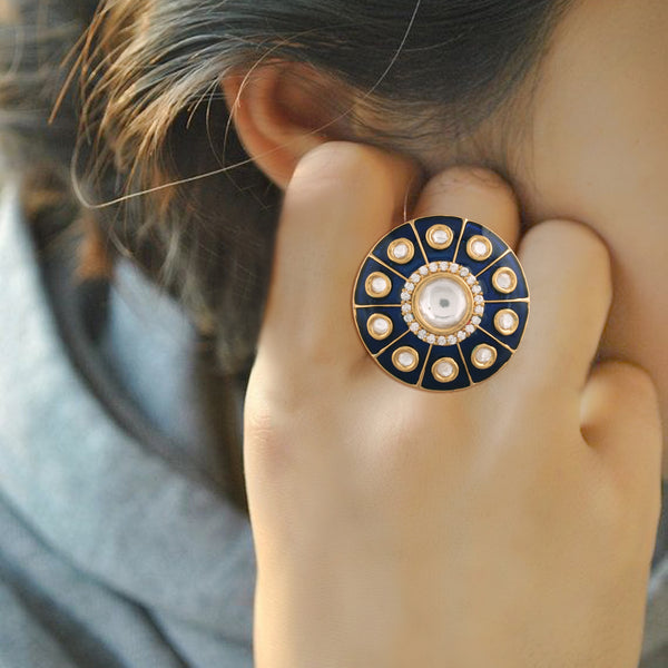 meenakari , kundan , pearls finger ring
