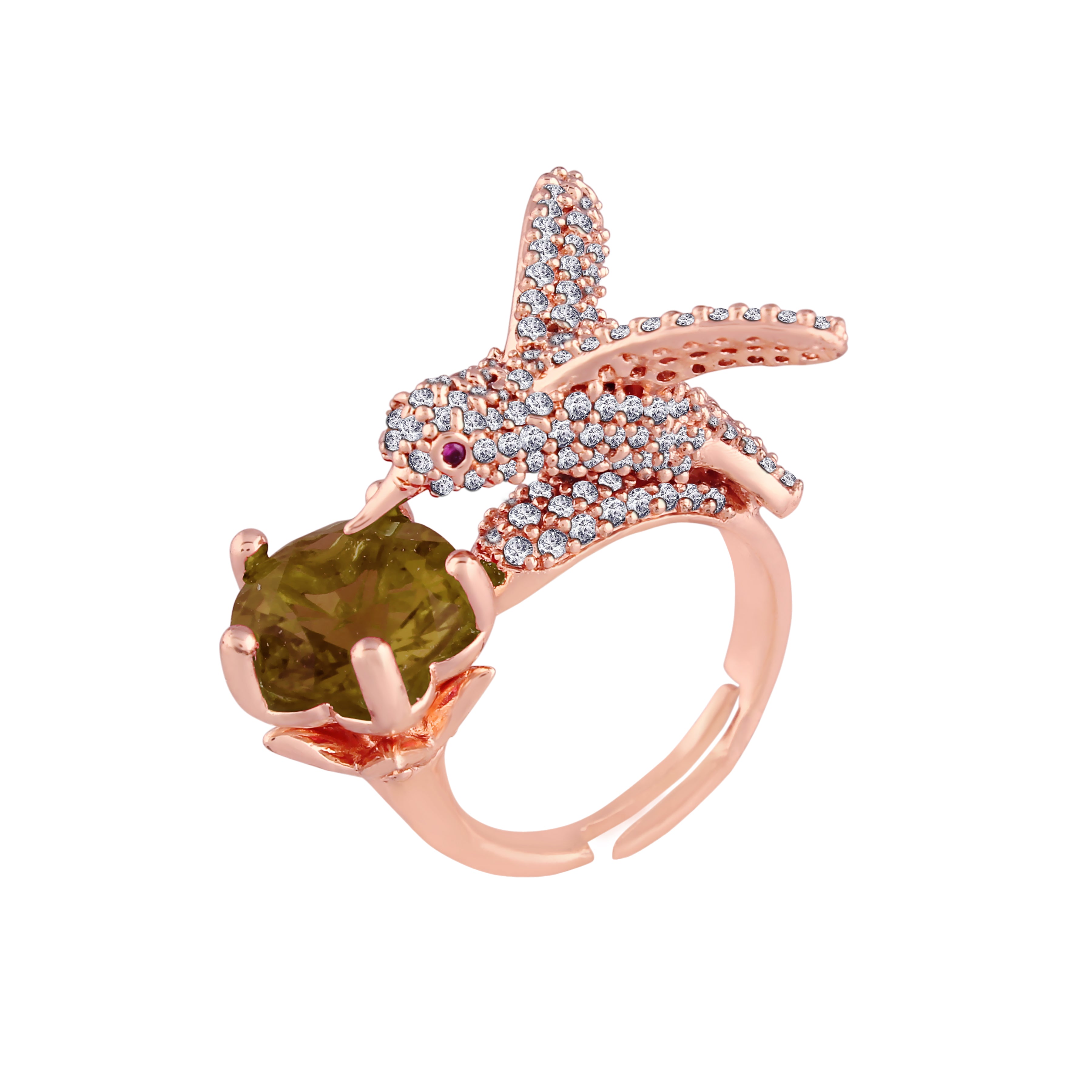 rose gold , american daimond bird finger ring